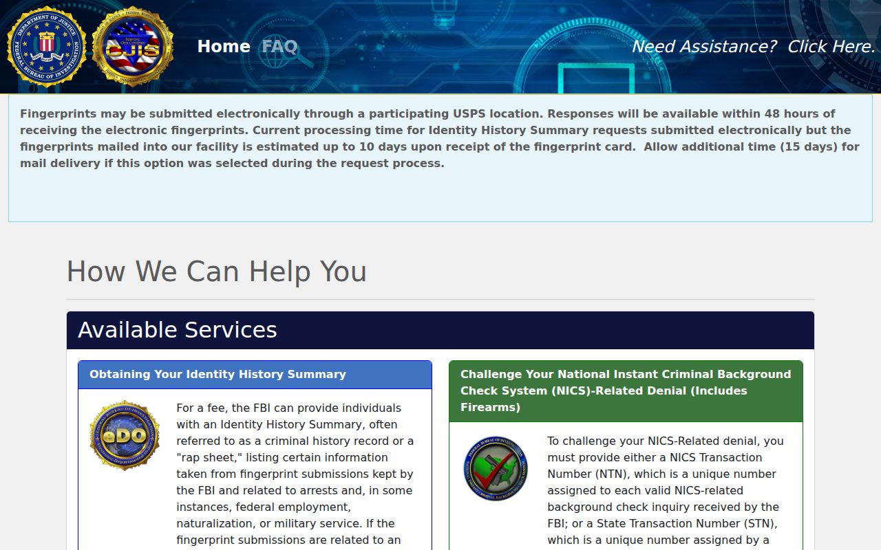 FBI self-review portal related to Pope County arrest records