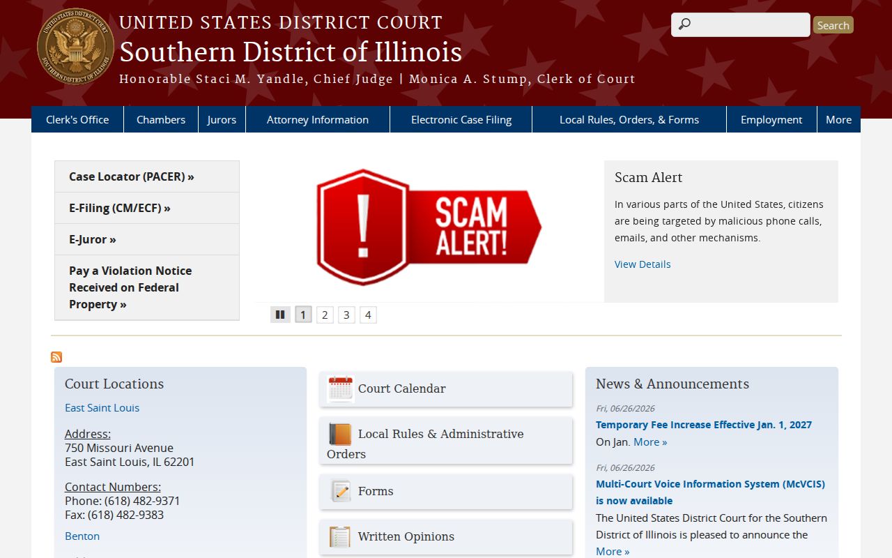 Pope County criminal court cases in the Southern District of Illinois
